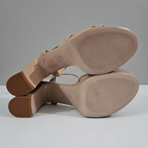 NEW Schutz Kelsie Platform Strappy Block Heel Sandal Tan Leather Size 10.5 - Picture 11 of 13